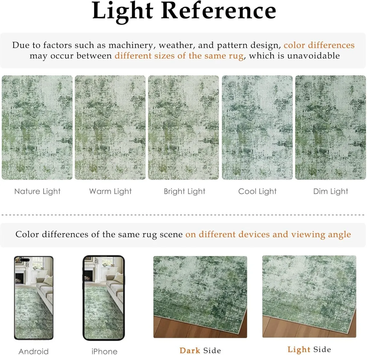 Washable Rugs Living Room Rug 240x300cm Green Non - Image 2