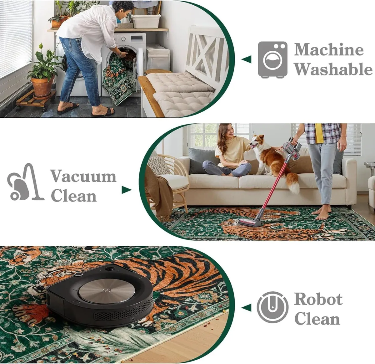 Tiger 5x7 Area Rug Boho Washable Living Room Non - Image 4