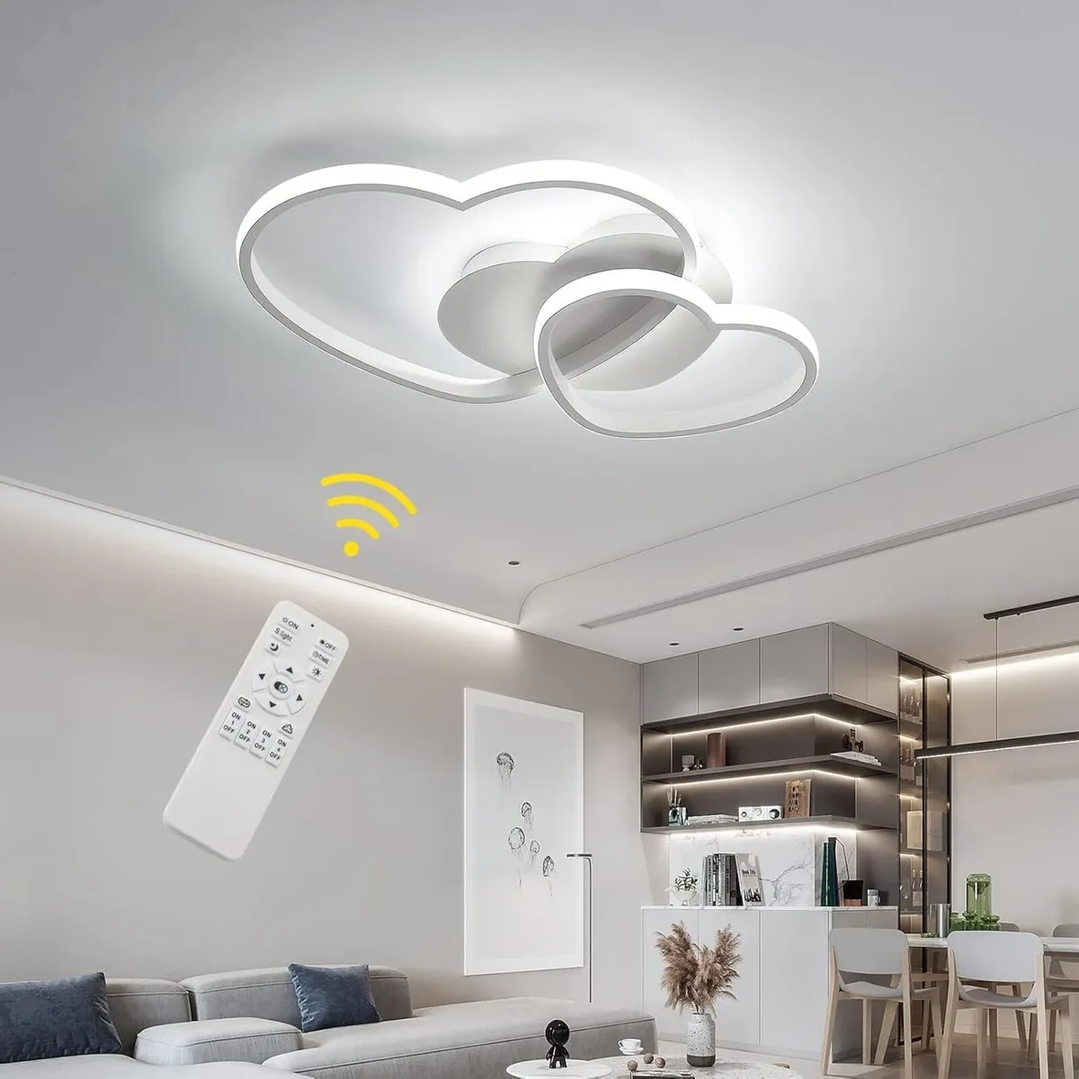 Dimmable LED Ceiling Light 64W Heart Lamp Modern - Image 2