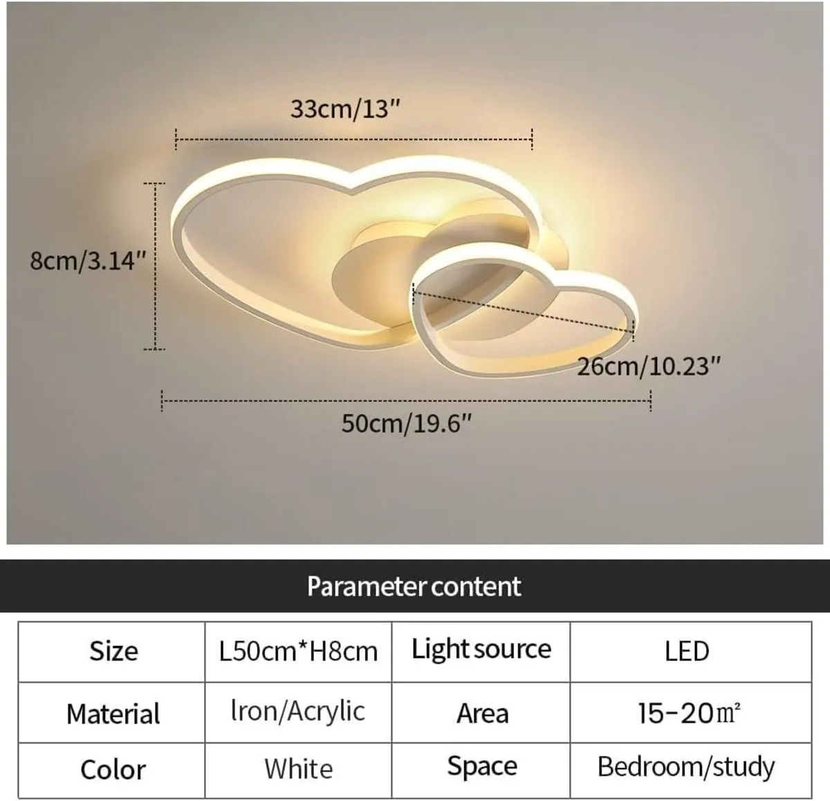 Dimmable LED Ceiling Light 64W Heart Lamp Modern - Image 3