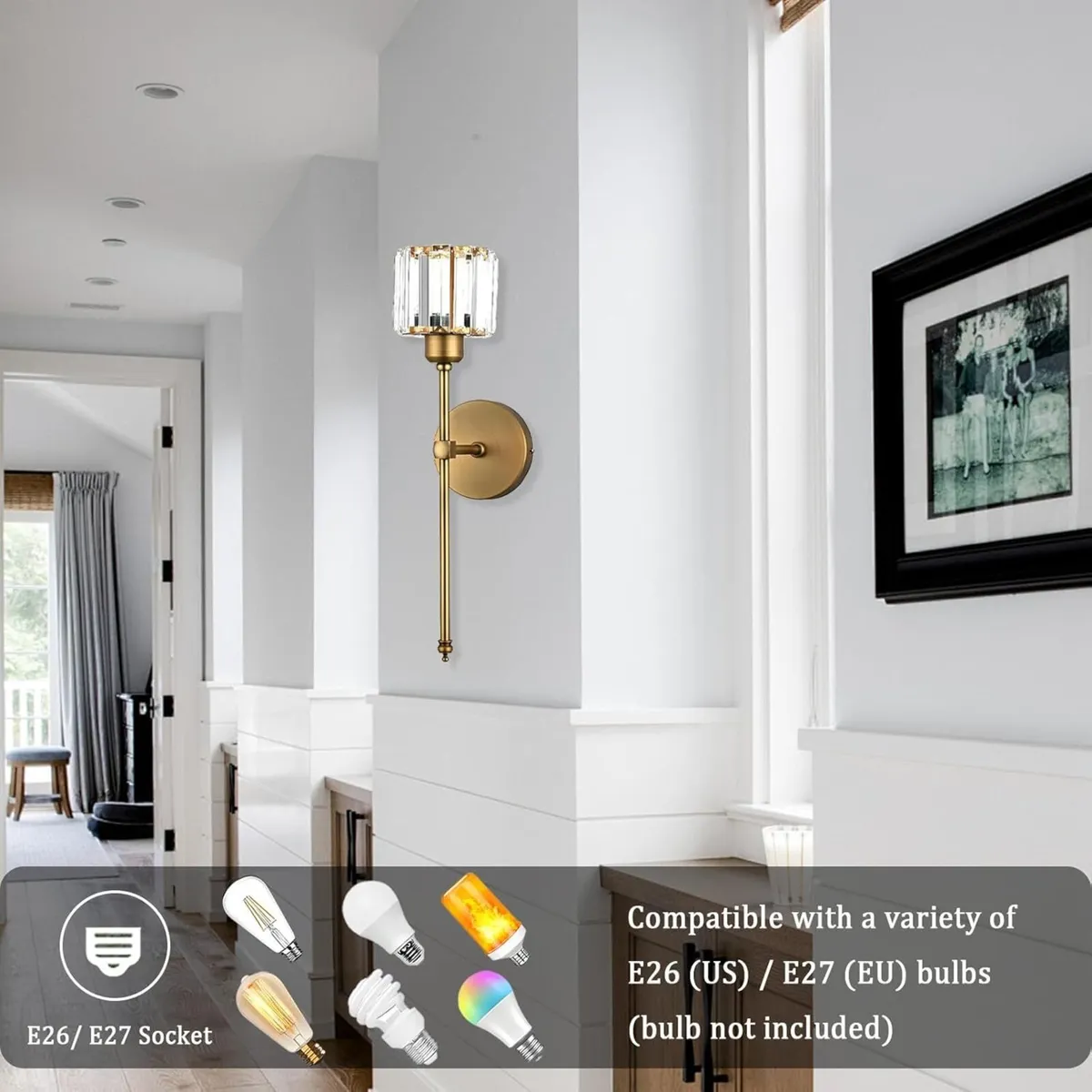 Gold Crystal Wall Sconce Lights - Set of 2 Modern - Image 3