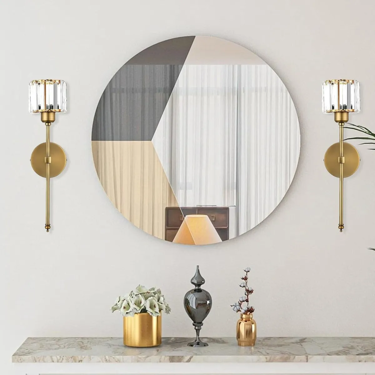 Gold Crystal Wall Sconce Lights - Set of 2 Modern - Image 4