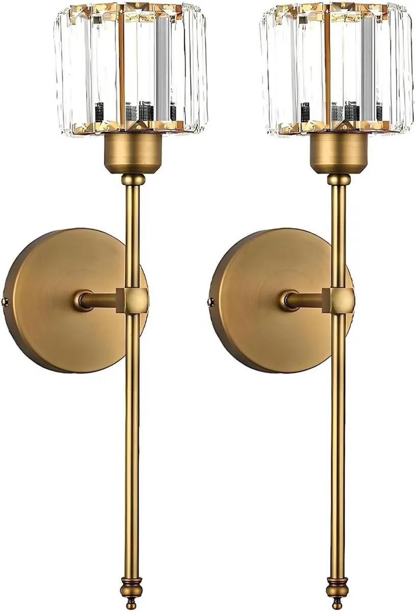 Gold Crystal Wall Sconce Lights - Set of 2 Modern - Image 1
