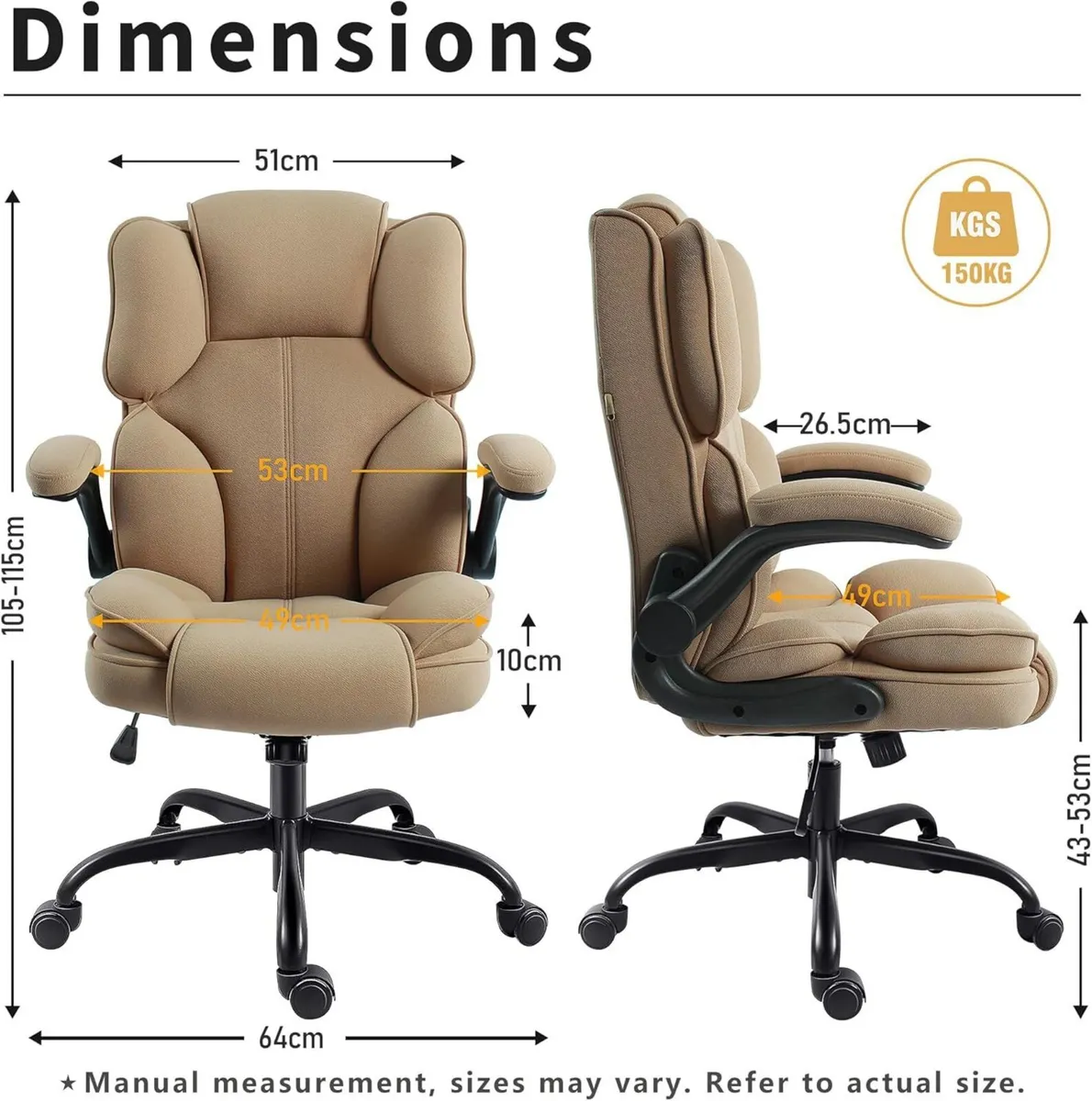 Office Chair Fabric Desk with 90degrees Flip-up - Image 3