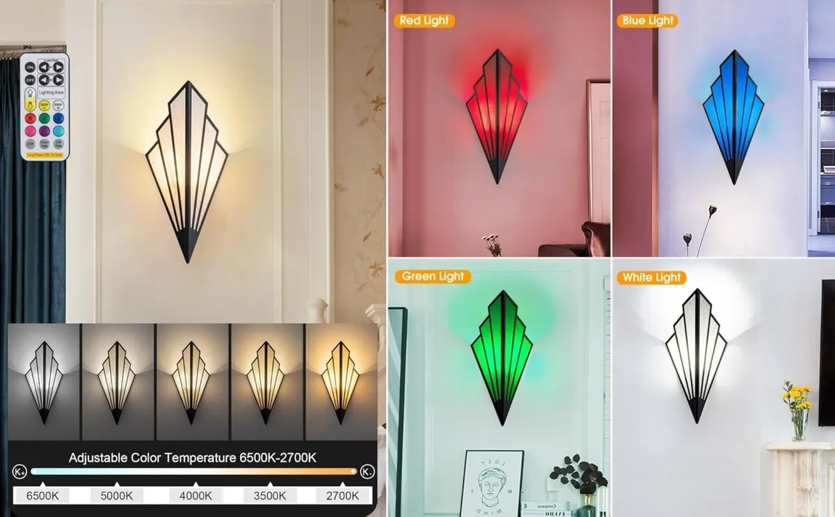 Set Of 2 Battery Operated Wall Sconces Lights - Image 2