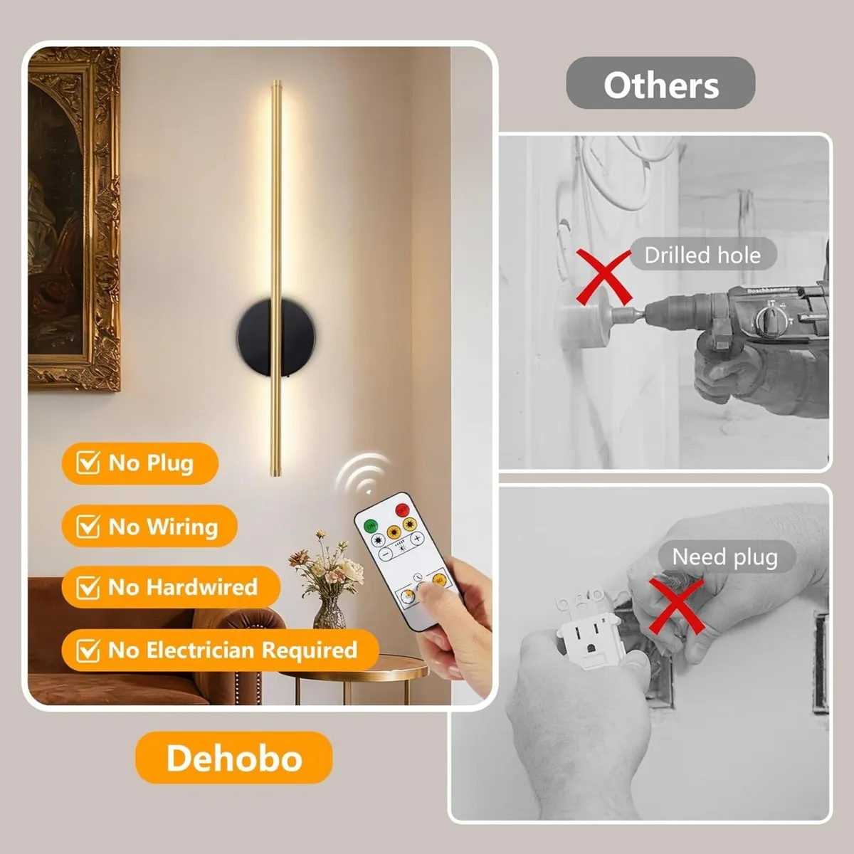 Rechargeable Wall Lights 2 Pack Battery Operated - Image 2