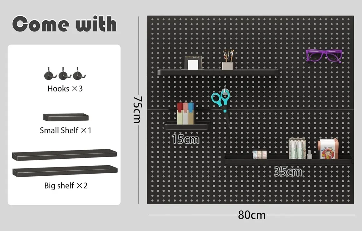 120x80cm L Shaped Gaming Desk with Pegboard Hutch - Image 3