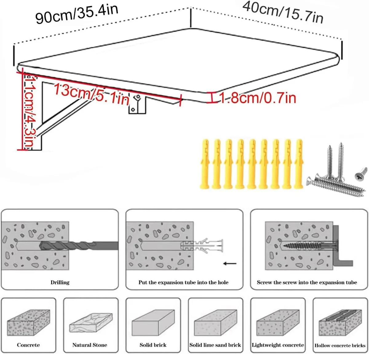 Wall Mount Folding Table Space-Saving Mounted - Image 2