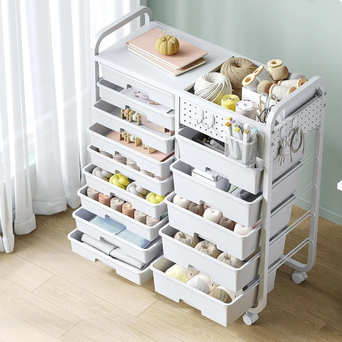 14-Drawer-Storage-Craft-Organizer-Trolley-Cart - Image 2