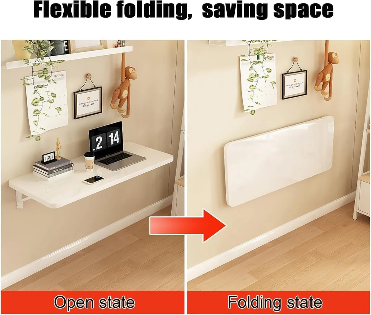 Wall Mount Folding Table Space-Saving Mounted - Image 3