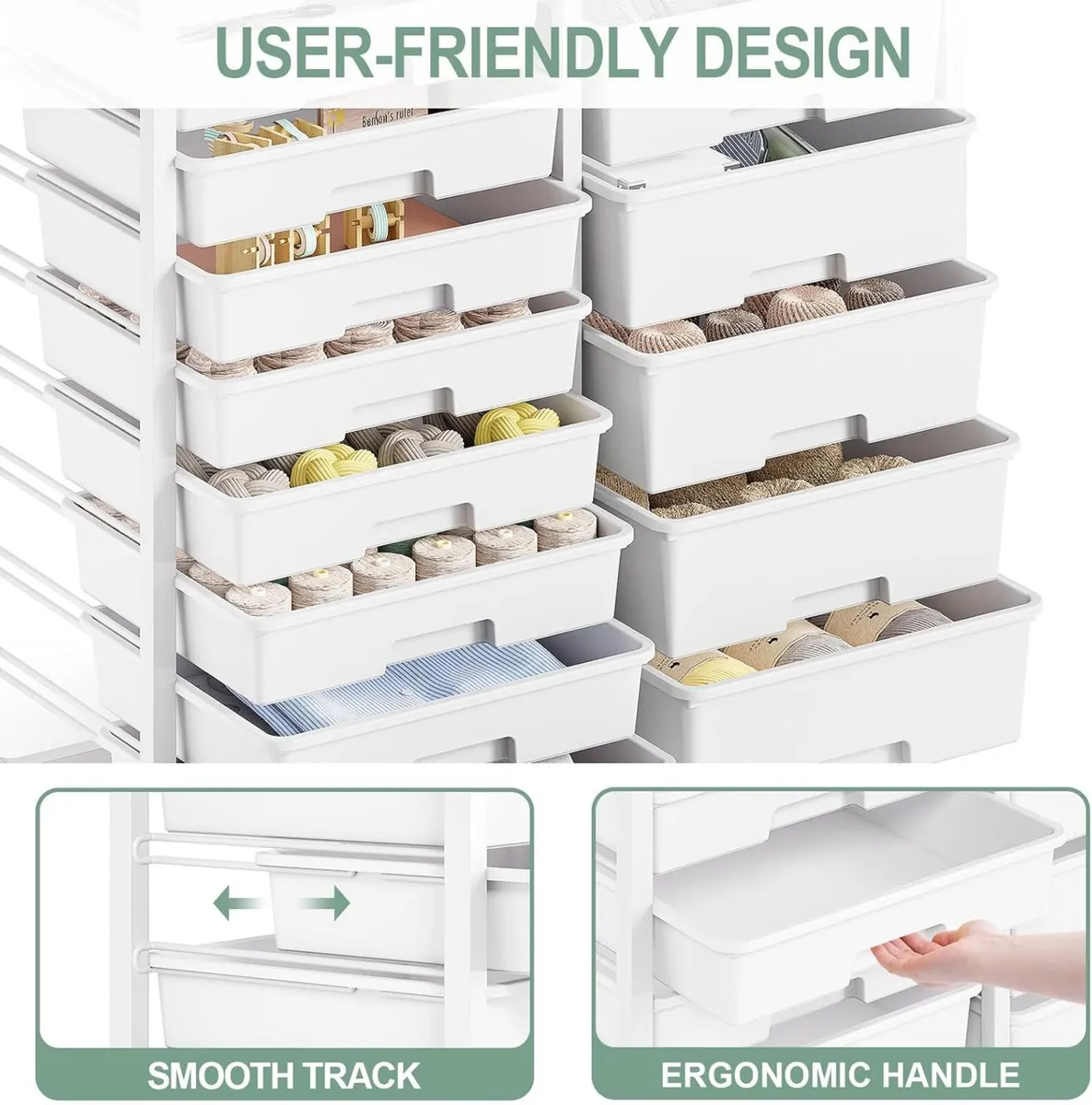 14-Drawer-Storage-Craft-Organizer-Trolley-Cart - Image 4