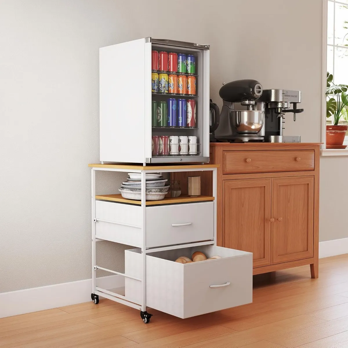 Mini Fridge Stand with Storage-Kitchen Storage - Image 1