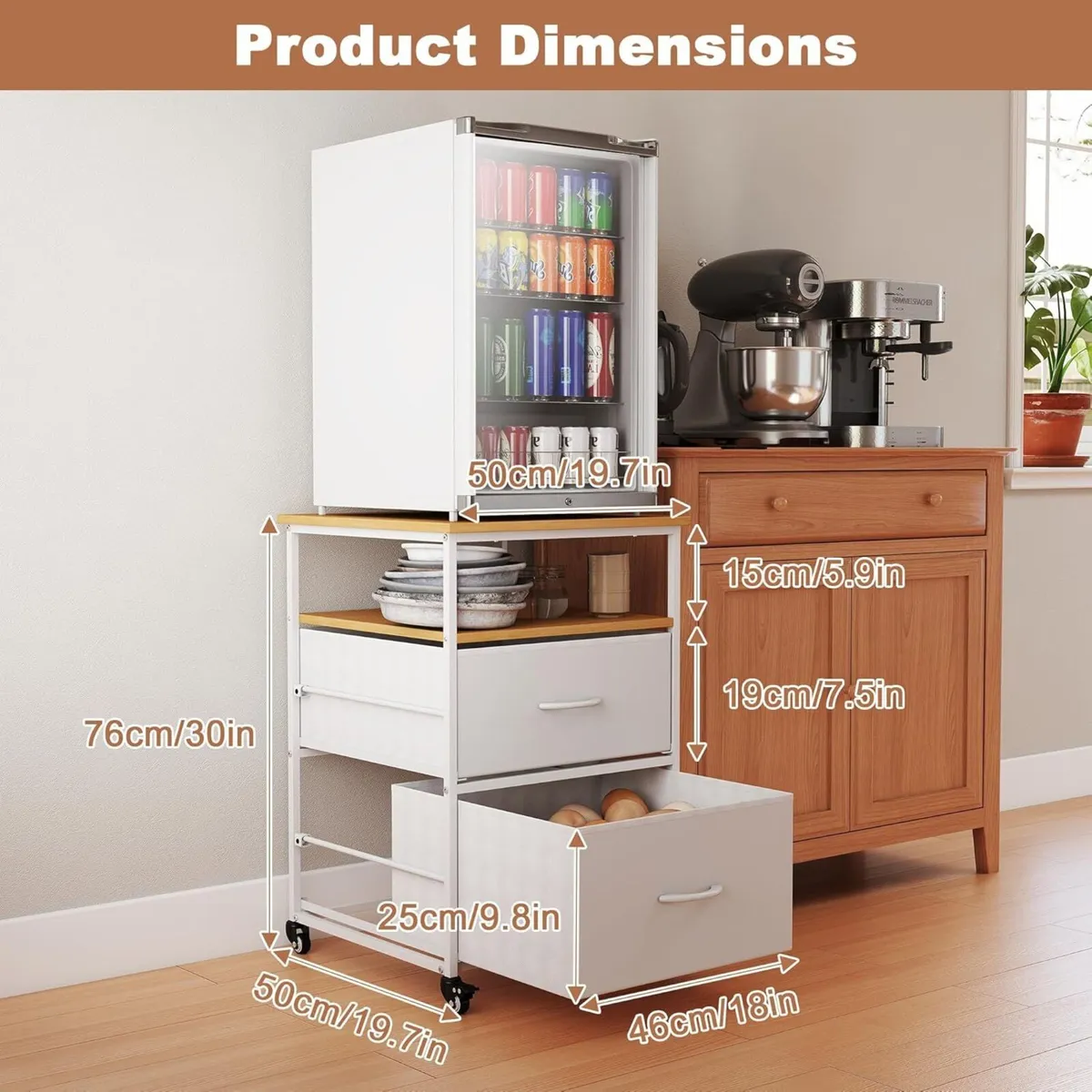 Mini Fridge Stand with Storage-Kitchen Storage - Image 2