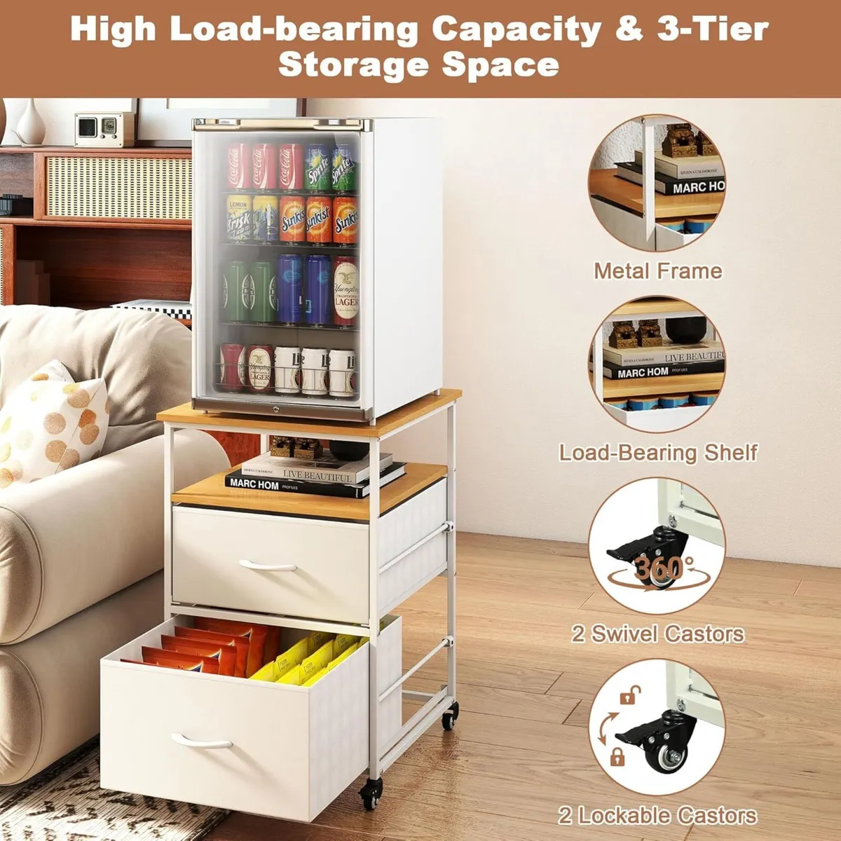 Mini Fridge Stand with Storage-Kitchen Storage - Image 3