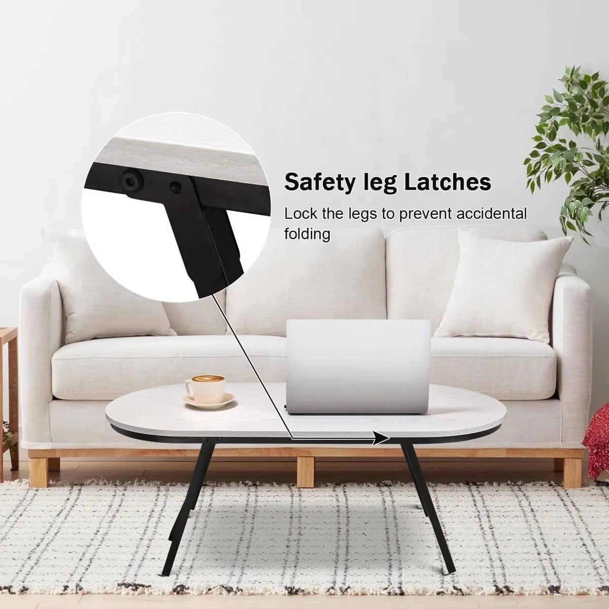 Small Oval Coffee Table Wooden Low Tables with - Image 4