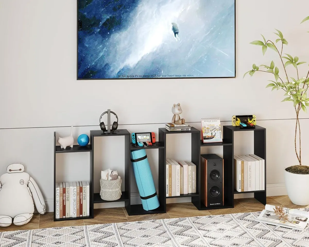 Bookshelf 6-Tier Geometric Bookcase S Shaped Book - Image 4