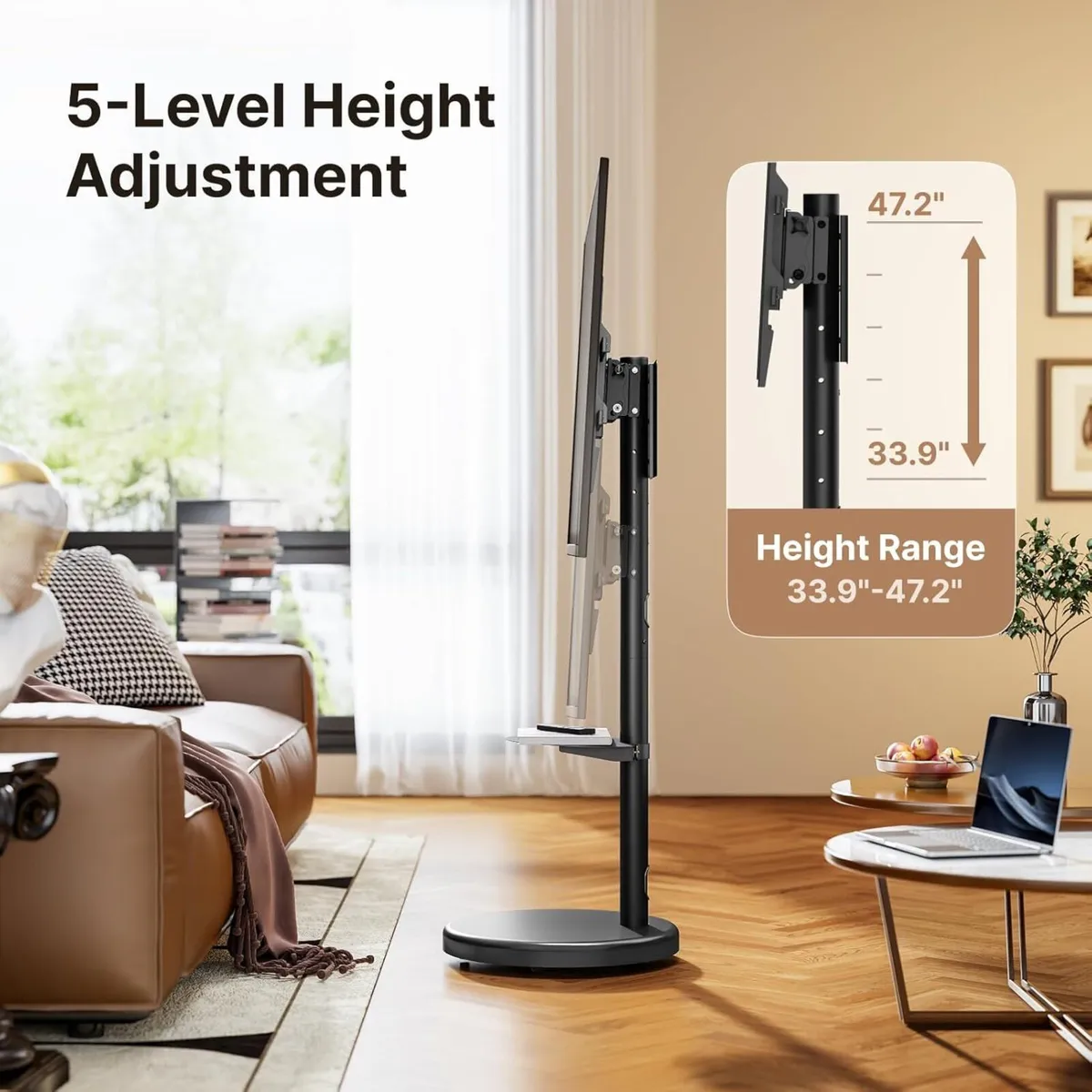 Height Adjustable Rolling TV Stand for 37-86 Inch - Image 2