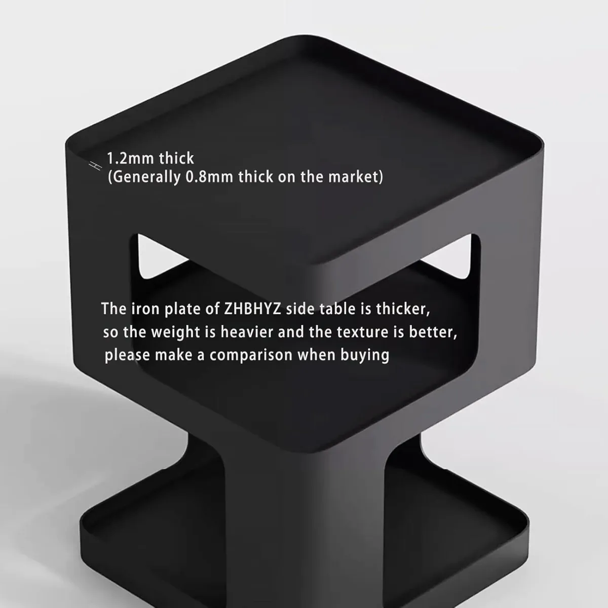 side table modern end with storage black metal - Image 4