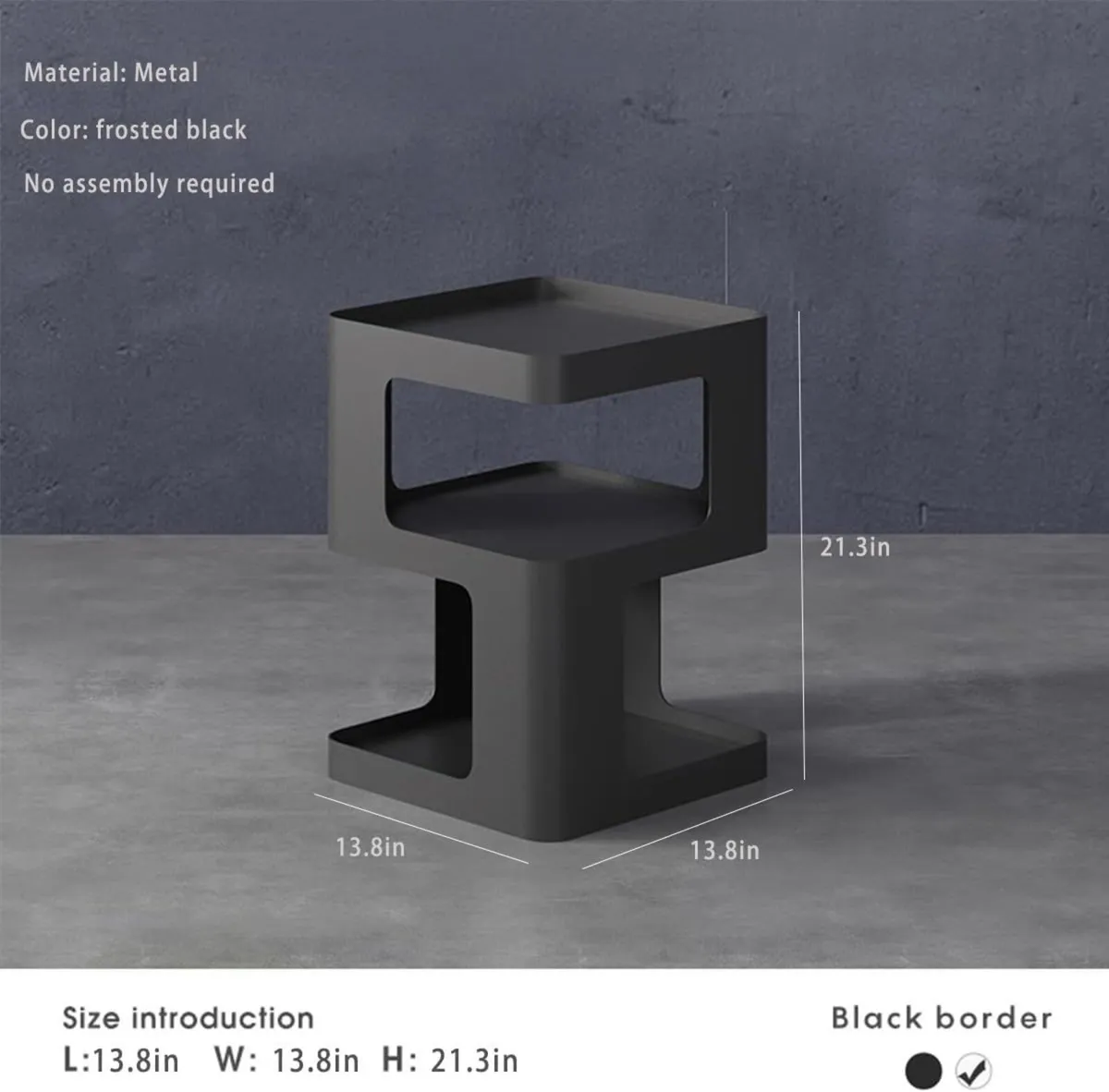side table modern end with storage black metal - Image 3