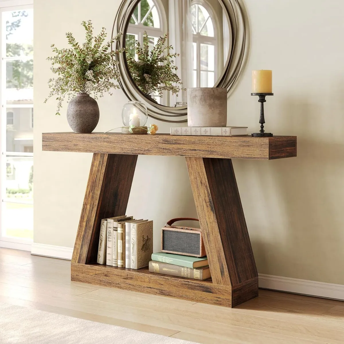 55-Inch Sofa Table with Storage Farmhouse Console - Image 2