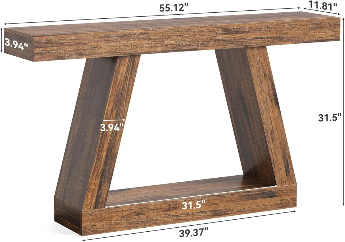 55-Inch Sofa Table with Storage Farmhouse Console - Image 3