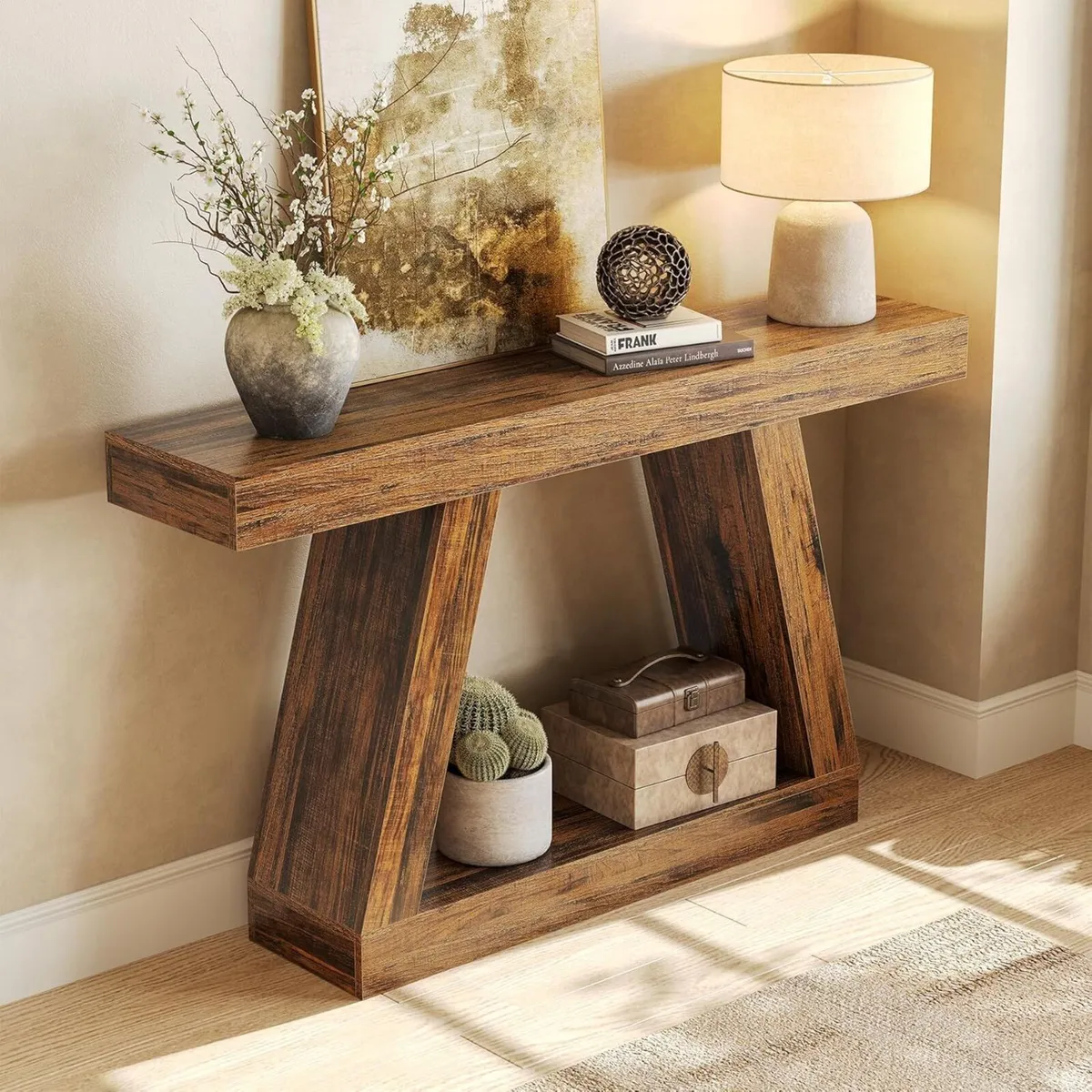 55-Inch Sofa Table with Storage Farmhouse Console - Image 4