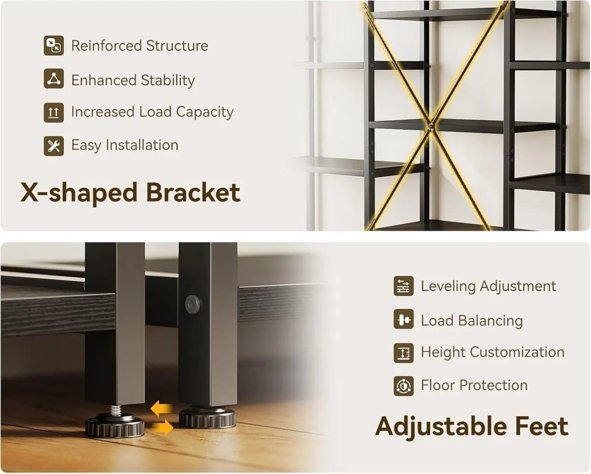 Triple Bookshelf Large Bookcase with 14 Open - Image 4
