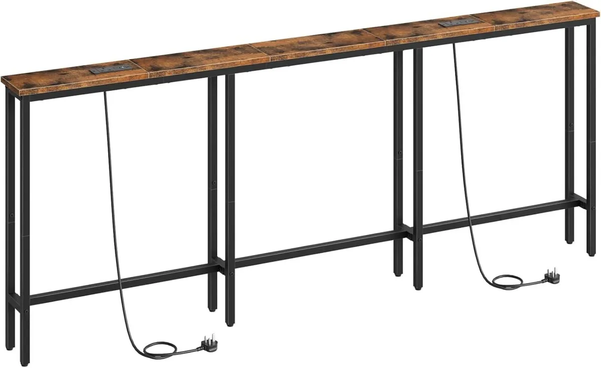 200 cm Slim Console Table with 2 Charging - Image 1