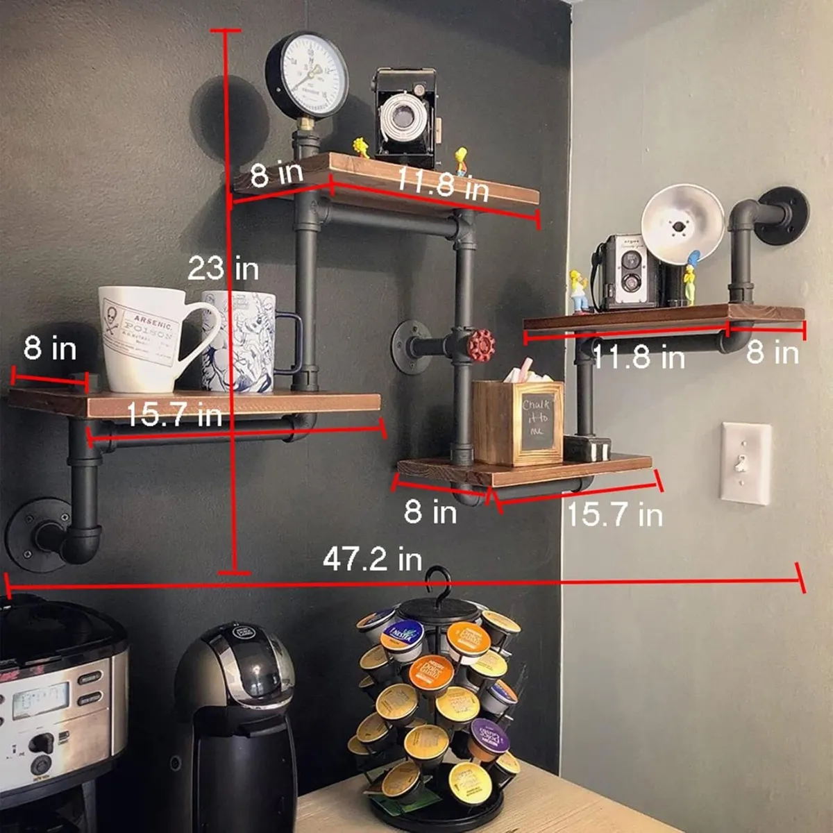 Industrial Rustic 4 Teir Ladder Wall Mounted Pipe - Image 2