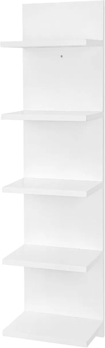 Wooden 5 Tier Wall Shelf Vertical Column Floating - Image 1