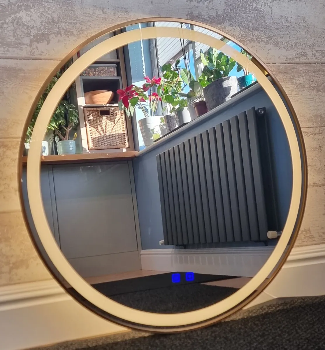 LED Bathroom Mirror Gold Dual LED Defogger 80cm - Image 3