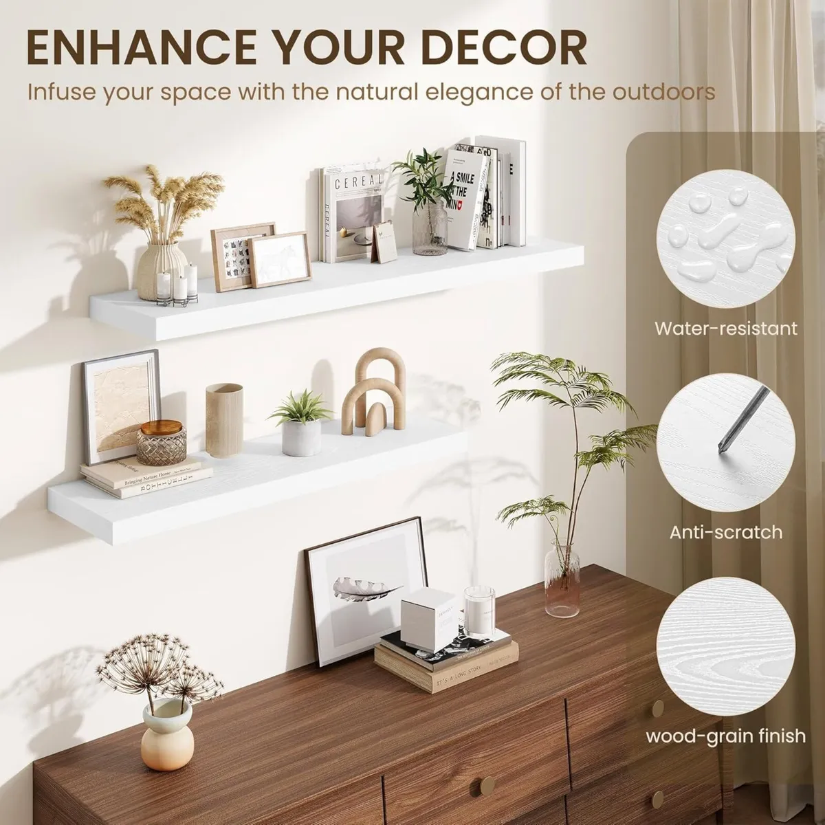 Floating Shelves Set of 2 36 Inch Long Wooden - Image 4