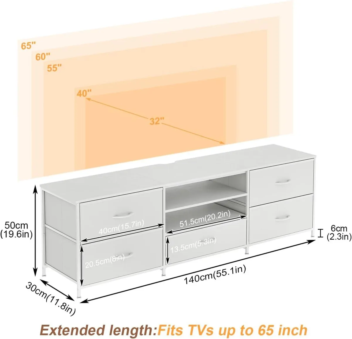 TV Stand Cabinet Unit Console Table with 5 - Image 3