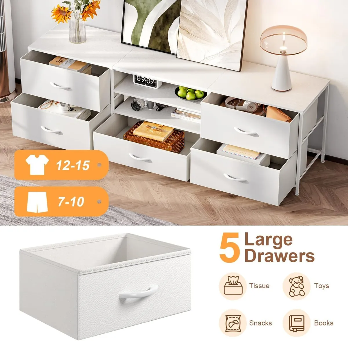 TV Stand Cabinet Unit Console Table with 5 - Image 4