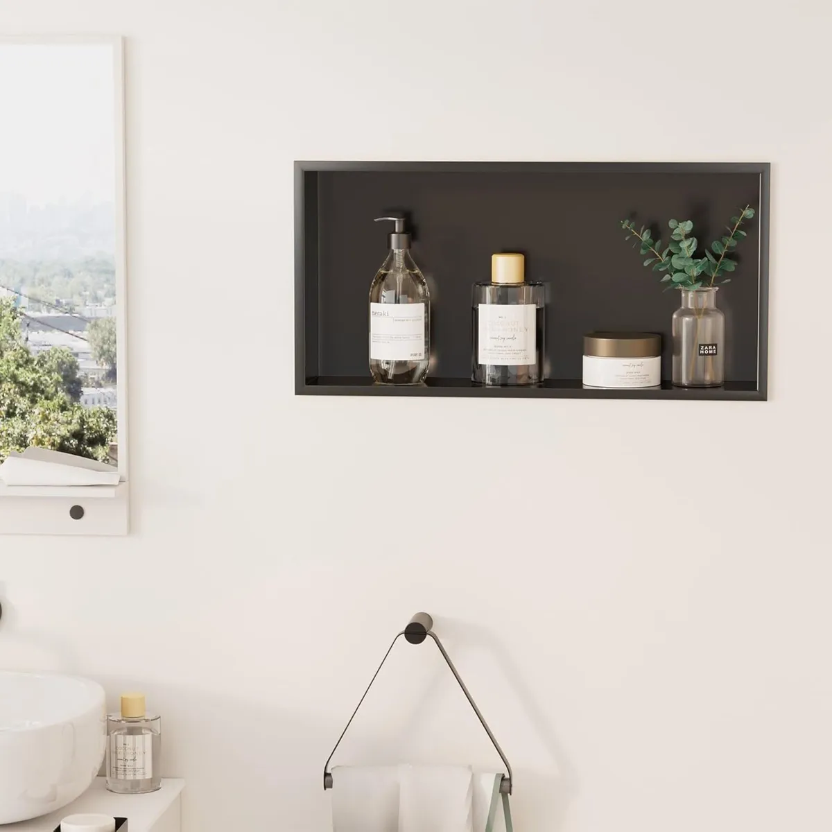 Bathroom Wall Niche Black Stainless Steel Shower - Image 1