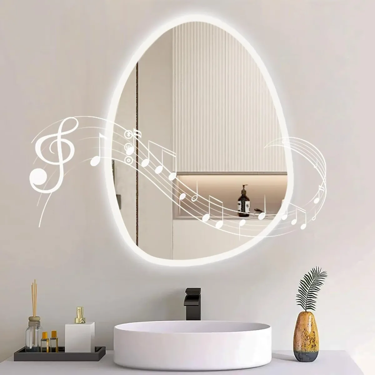 50 x 67 cm Modern Silver Bathroom Mirror with - Image 1