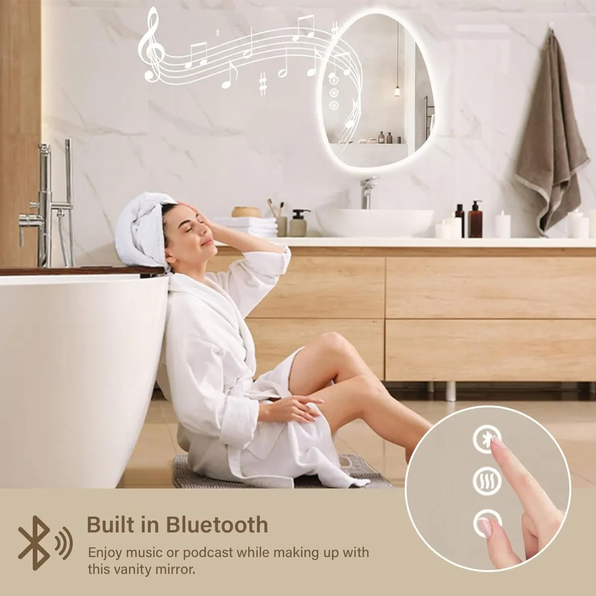 50 x 67 cm Modern Silver Bathroom Mirror with - Image 2