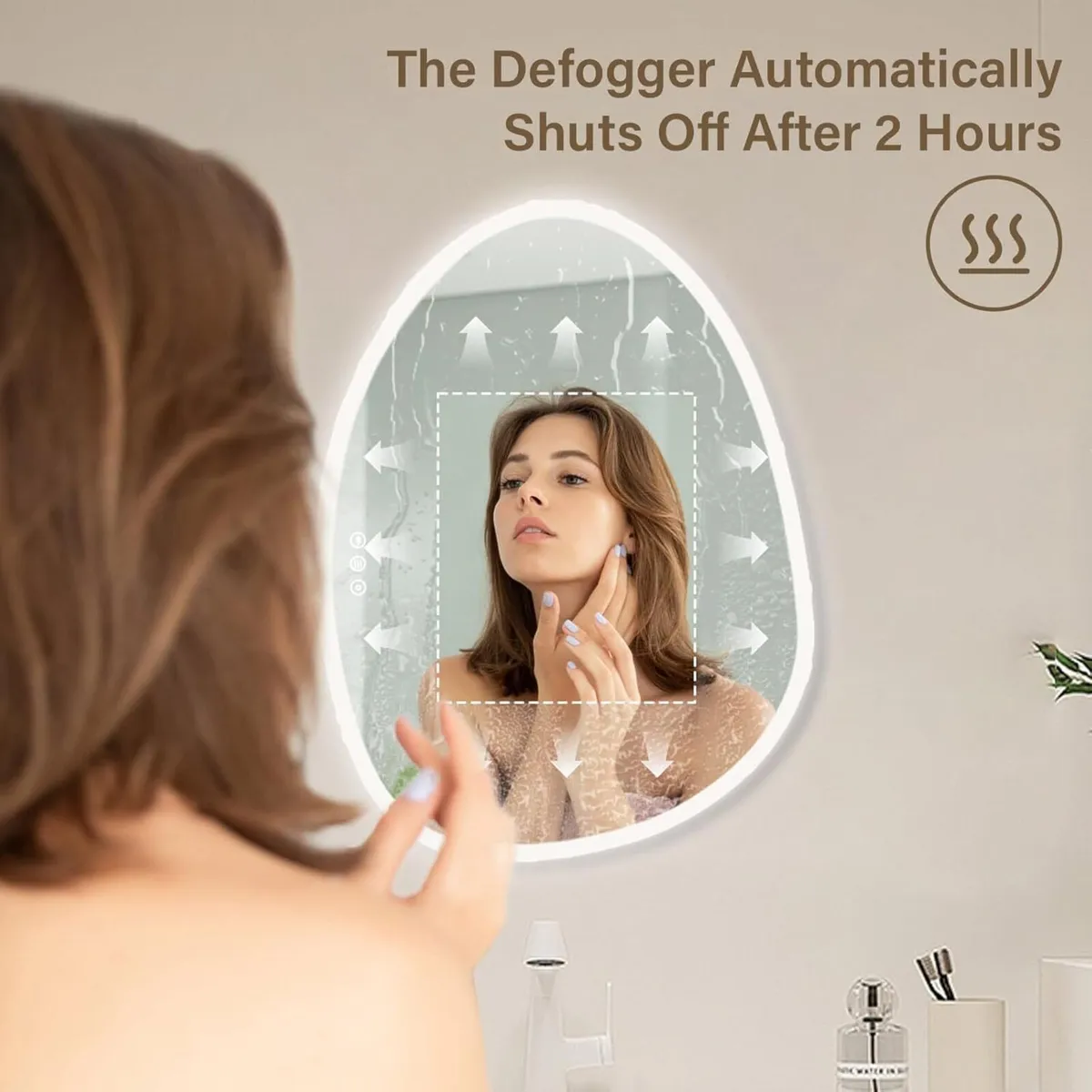 50 x 67 cm Modern Silver Bathroom Mirror with - Image 3