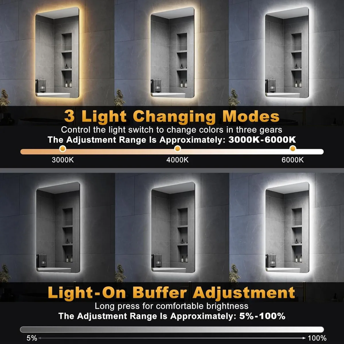 800 x 500mm Backlit LED Illuminated Bathroom - Image 3