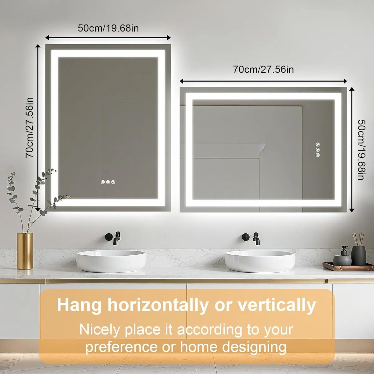 500 x 700 mm LED Bathroom Mirror with Lights - Image 2