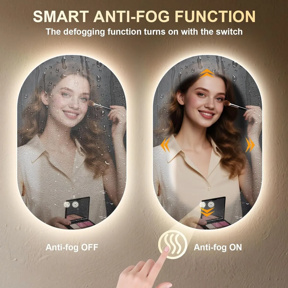 Oval Bathroom Mirror with LED Lights 500x800mm - Image 4