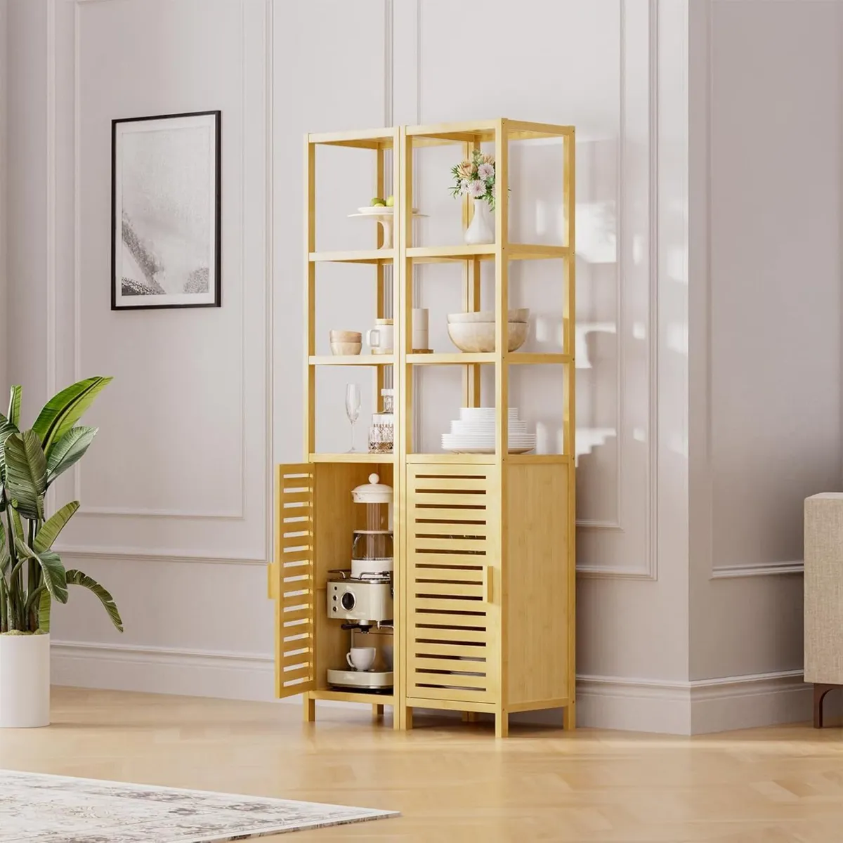 Bathroom Storage Cabinet 6-Tier Bamboo Tall - Image 4