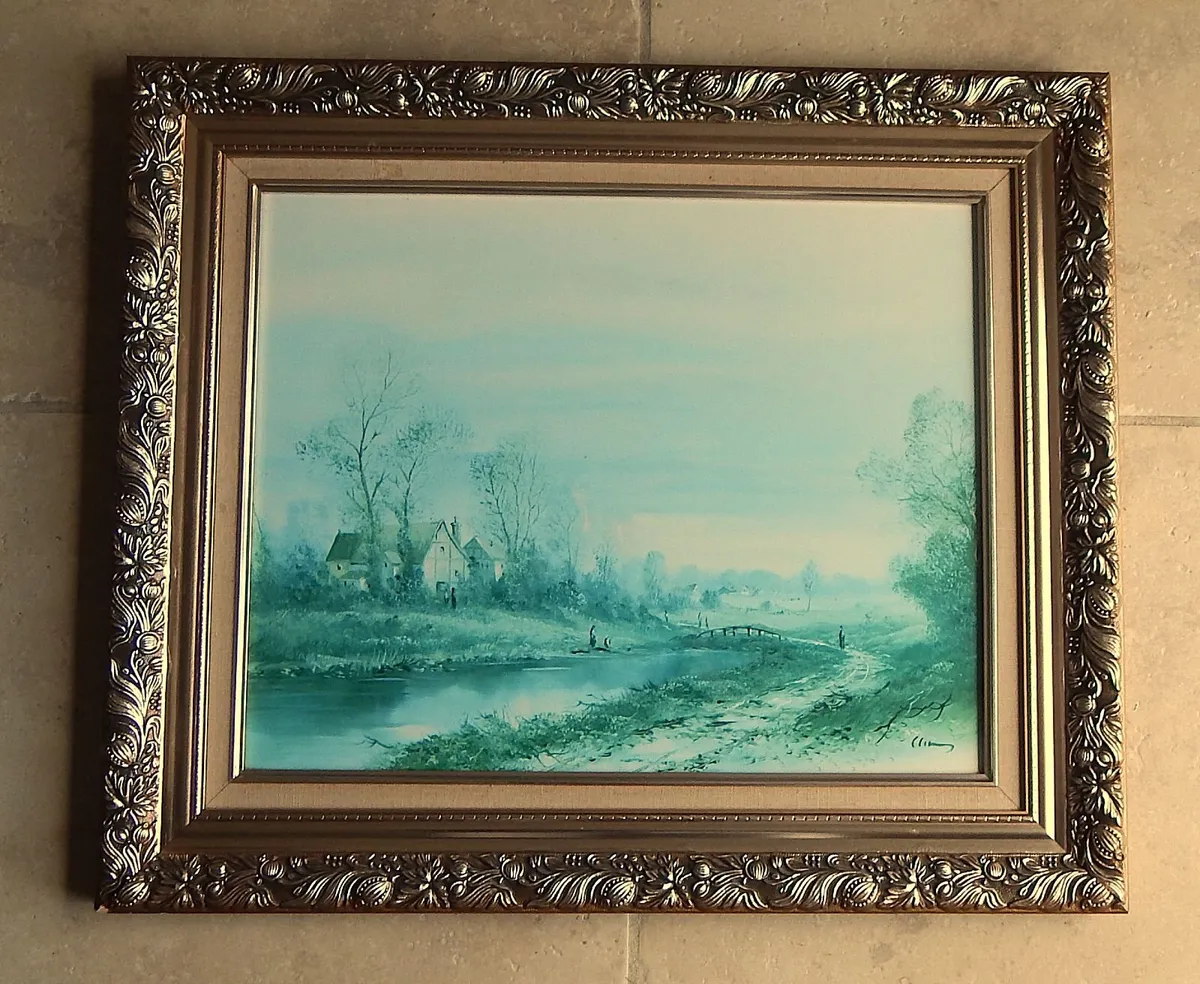 Large Print on Canvas in Ornate Wood Frame - Image 1