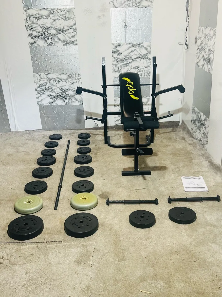 OPTI WEIGHT BENCH 50KG WEIGHTS BARBELL DUMBBELLS - Image 1