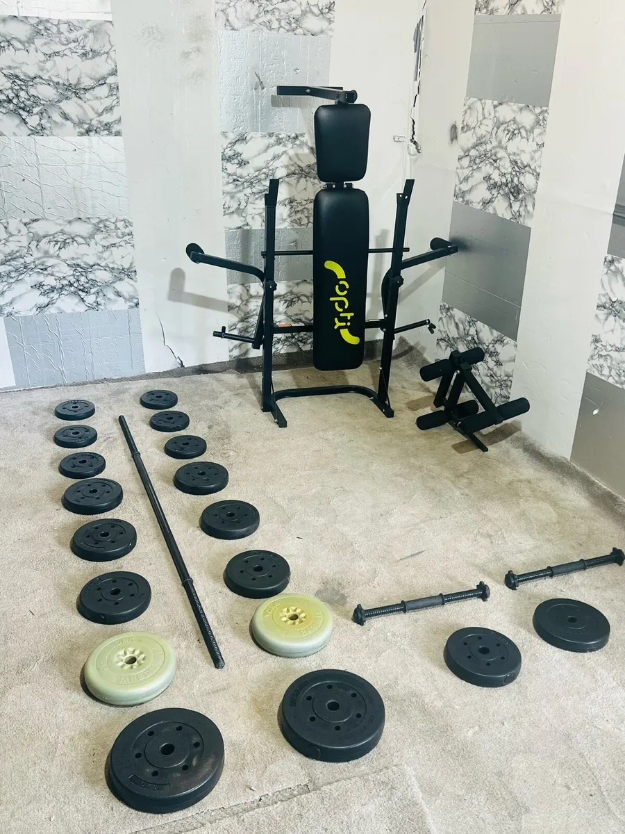 OPTI WEIGHT BENCH 50KG WEIGHTS BARBELL DUMBBELLS - Image 3