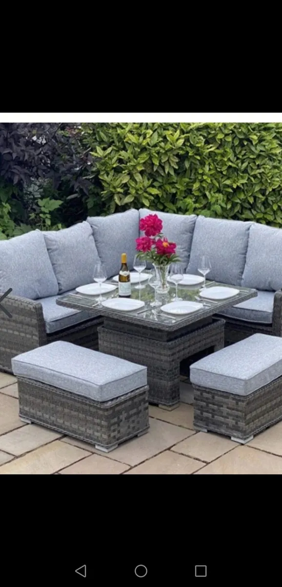 Brand New Dark Grey Rattan Corner Set