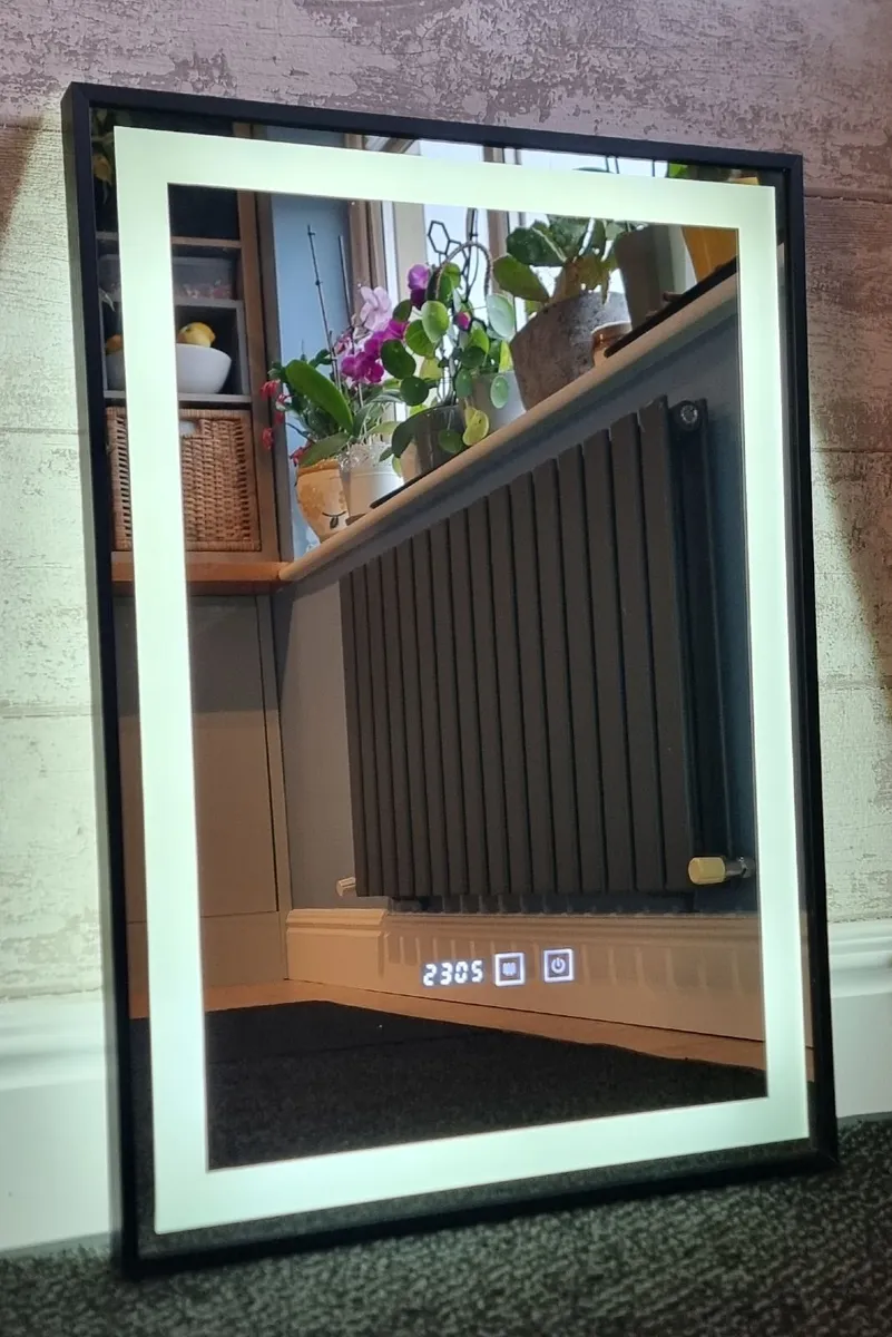 LED Bathroom Mirror Black Antifog Dual LED Time - Image 4