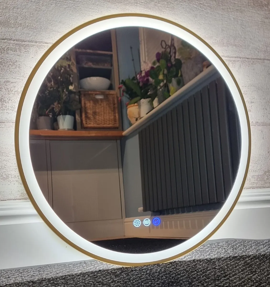 LED Bathroom Mirror Bluetooth Speakers Gold 60cm - Image 2