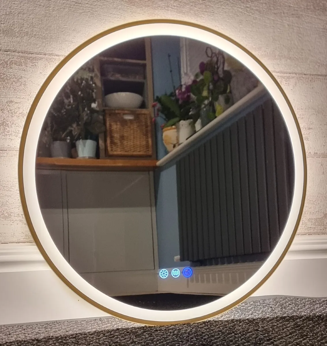 LED Bathroom Mirror Bluetooth Speakers Gold 60cm - Image 3