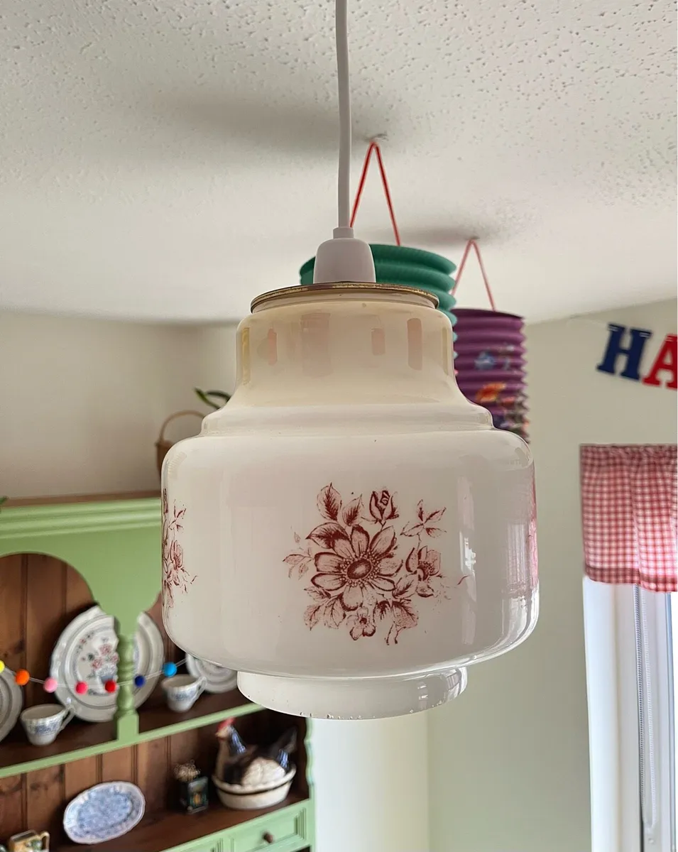 Vintage 1950s Milk Glass Lampshade - Image 2